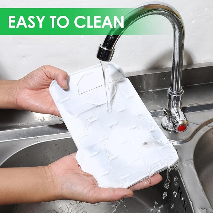 Dimeho Sink Faucet Splash Guard Mat Silicone Soap Dish Pad Faucet Handle Drip Catch Sponge Holder Sink Protector Trays for Bathroom Kitchen Countertop Gadgets Accessories 8.3 x 5.7 Inch (Marble)