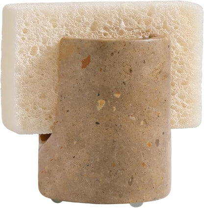 Marble Sponge Holder for Kitchen Sink Rustic Farmhouse Decor,Dish Sponge Holder Kitchen Sink Sponge Caddy (Dark Camel)