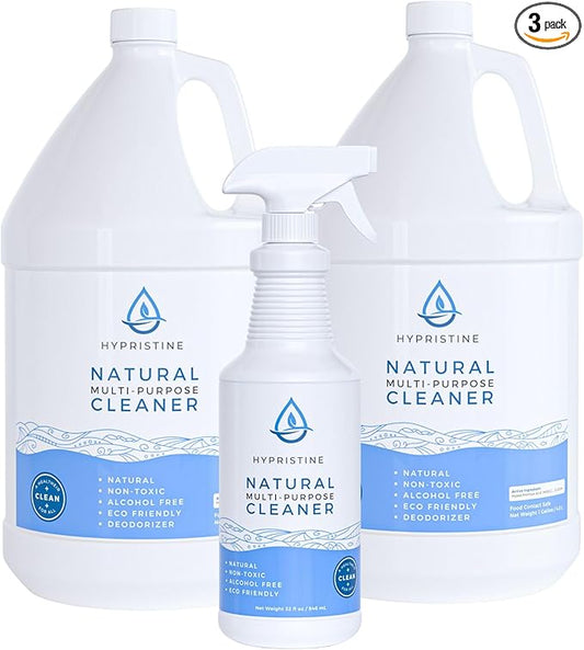 HYPRISTINE PURE Hypochlorous Acid Spray, Multi-Purpose Cleaner, Superior Shelf Life, 0% Bleach, 0% Alcohol, Food Contact Safe, Eliminate Non-Living Allergens, Remove Pet Odor, Clean Any Surface