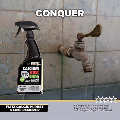 FLITZ Calcium, Rust, & Lime Remover - 16oz Bottle of USA-Made Limescale Remover for Toilets, Showers, and More - Powerful Spray that Instantly Eliminates Tarnish, Grease, and Other Grime (1 Pack)