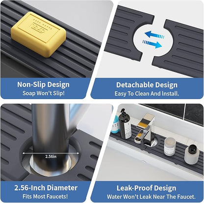 Kitchen Faucet Mat, Diatomite Sink Faucet Mat Splash Guard for Kitchen, Water Absorbing Stone Tray for Sink, Quick Drying Faucet Mat for Kitchen Sink, Absorbent Stone Drying Tray for Bathroom Counter