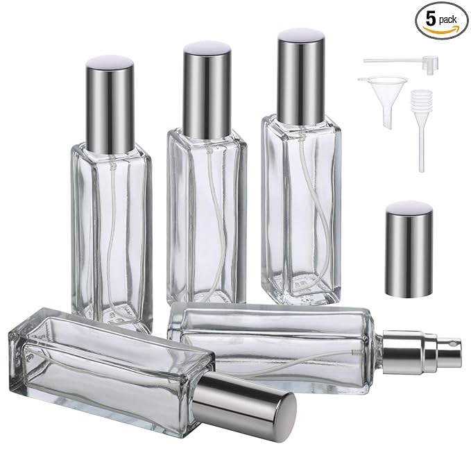 Segbeauty Travel Size Perfume Refill Bottle, 5 Set of 20ml Glass Perfume Spray Bottle Atomizer, Mini Portable Travel Cologne Dispenser Fine Mist Sprayer Toiletries Accessories Kit for Men Women