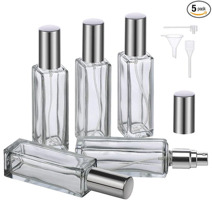 Segbeauty Travel Size Perfume Refill Bottle, 5 Set of 20ml Glass Perfume Spray Bottle Atomizer, Mini Portable Travel Cologne Dispenser Fine Mist Sprayer Toiletries Accessories Kit for Men Women
