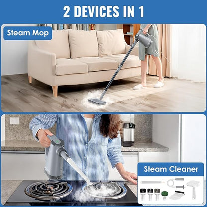 FEPPO Steam Mop & Detachable Handheld Steam Cleaner for Home and Floor Cleaning (Grey)