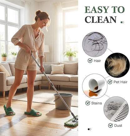 Jecery 4 Pair Washable Microfiber Mop Slippers Detachable Dusting Shoes for Floor Cleaning, Office & Home Use Suitable for Women & Men(Beige,Brown,Black,Gray,L Size)