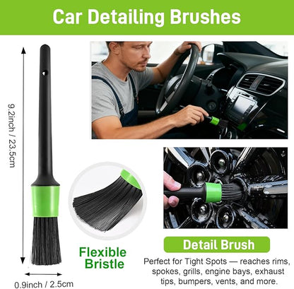 XINDELL Car Wheel Brush kit, 7PCS Tire Brush Set, Wheel Cleaner Brush, Soft-bristled Rim Cleaner Brush, Tire Shine Applicator Pad, Car Detailing Brushes, Wheel Brushes for Cleaning Wheels,Tires