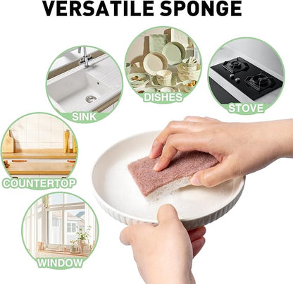 Eco-Friendly Sisal and Wood Pulp Cotton Double-Sided Cleaning Sponges - 12 Pack, S-Shaped Biodegradable Scrubbers for Kitchen, Dishes, and More (4.3 x 2.8 x 0.7 Inches Each)