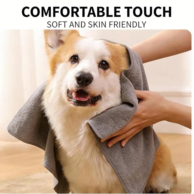 5Pcs Pet Shower & Bath Supplies Dog Shampoo Brush Set All in One Grooming Kit Fast Dry Dog Bathrobe Spa Massage Scrubbing Brush Easy Clean Glove Microfiber Towel & Deshedding Glove