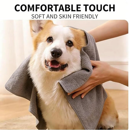 5Pcs Pet Shower & Bath Supplies Dog Shampoo Brush Set All in One Grooming Kit Fast Dry Dog Bathrobe Spa Massage Scrubbing Brush Easy Clean Glove Microfiber Towel & Deshedding Glove