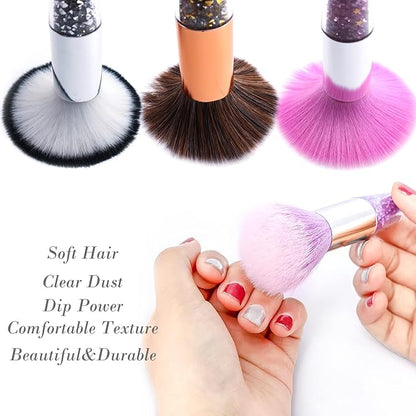 3Pcs Nail Dust Brush Soft Nail Art Brushes Cleaner Dipping Powder Makeup Blush Brush Nail Duster Nail Brushes for Cleaning Acrylic Nail Art Tools