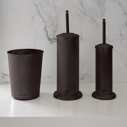 Bath Bliss Bathroom Accessories 3 Piece Trash Can, Plunger & Toilet Brush Combo Bath Set, Oil Rubbed Bronze (Model: AZ-120001-ORB)