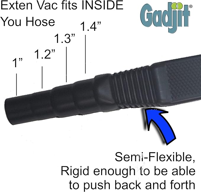 Gadjit Exten Vac Vacuum Extension Attachment, 36" reach, Black (Black)