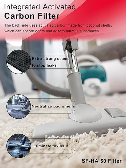3 Pack Activated Carbon HEPA Airclean filters Replacement for Miele SF-HA 50, for Compact C1/C2, Complete C2/C3, S4, S5, S6, S8, S4000-4999, S5000-S5999, S6000-S6999, S8000-S8999 Vacuum Cleaner