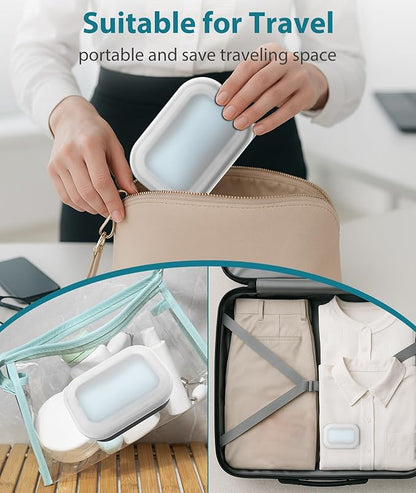 Quatish Large Leakproof Travel Soap Case, Solid Shampoo Bar Holder, Silicone Soap Box with Draining Layer, Enhanced Soap Container, Suitable for Camping, Gym, Bathroom, Outdoor Essentials, Grey