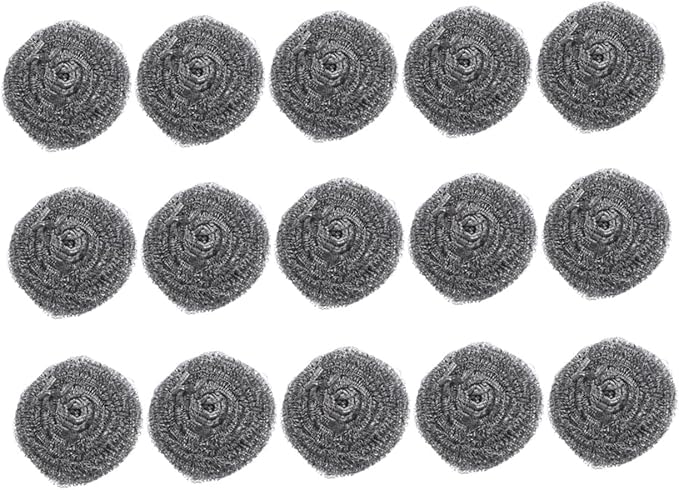 PRETYZOOM 15Pcs Stainless Steel Scrubber for Pot and Dish Cleaning Steel Wool Balls for Heavy Duty Scrubbing for Grease Removal Kitchenware