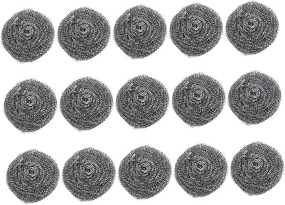 PRETYZOOM 15Pcs Stainless Steel Scrubber for Pot and Dish Cleaning Steel Wool Balls for Heavy Duty Scrubbing for Grease Removal Kitchenware