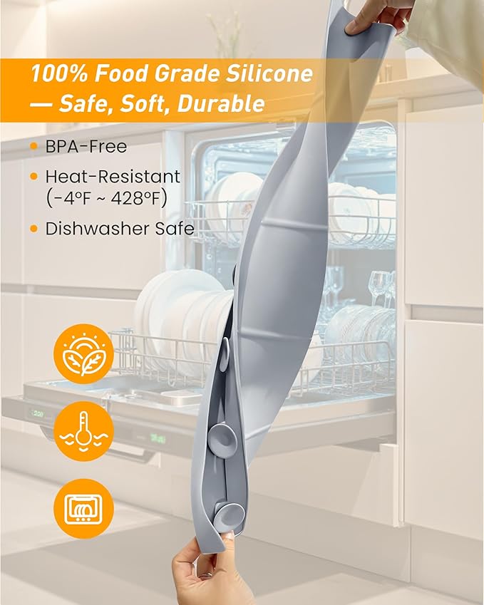 Kitchen Sink Splash Guard 23" 18" 30" Silicone Water Guard with Strong Suction Cups, Faucet & Countertop Protector, Bathroom & Sink Edge Splash Guard Strip, Dishwasher Safe-Grey 23"