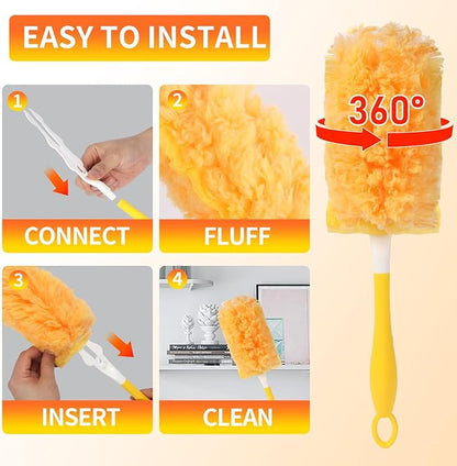 30 Count Duster Refill for Swiffer Duster with 1 Handle - 360° Multi-Surface Larger Size Feather Dusters, Disposable Duster Kit for Cleaning Home, Furniture, Blinds and Ceiling Fans