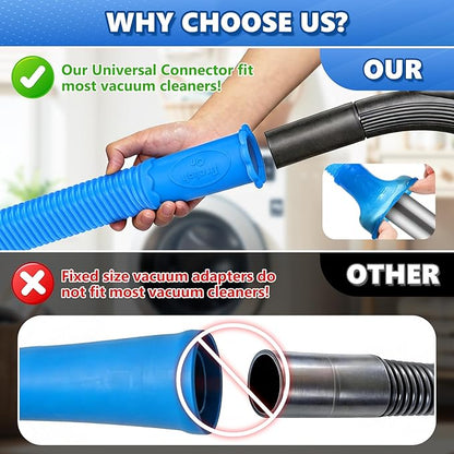 Sealegend 2 Pieces Upgraded Dryer Vent Cleaner Kit - Universal Vacuum Hose Attachment & Dryer Lint Brush, Compatible with Most Vacuum Cleaner, Quickly Lint Remover, Blue