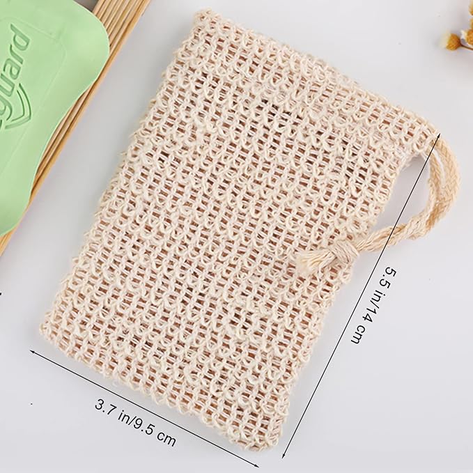 15 Pack Soap Bag, TACYKIBD Natural Sisal Soap Saver Bag with Drawstring, Exfoliating Soap Pouch for Foaming Drying Soap Mesh for Message Peeling Bath Shower Scrubber Use
