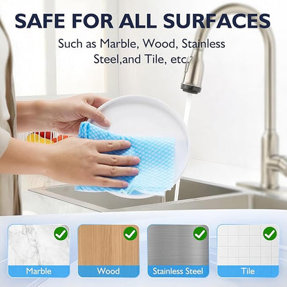 Volokitx 60 Pack 13.8×15.7 in Disposable Dish Cloths for Kitchen, Bathroom & Daily Cleaning – Durable & Short-Term Reusable Cleaning Cloths (Blue)