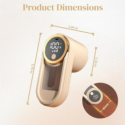 Rechargeable Fabric Shaver, Electric Lint Remover with 3-Speed LED Screen, Portable Fuzz Trimmer for Sweaters, Furniture, Blankets - Safe & Efficient Pilling Remover (Khaki)