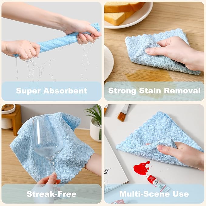 80 Pack Microfiber Cleaning Cloth Roll Reusable Paper Towels 12"x12" Tear Away Cloth,Absorbent Dish Rags for House Kitchen,Wash Cloths,Lint Free Rags for Window Cars Cleaning Supplies