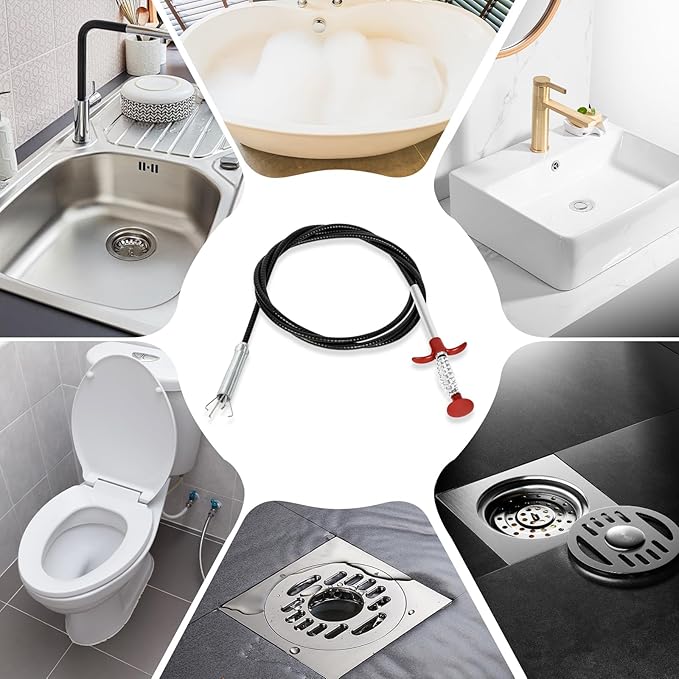 Drain Snake, 79-Inch Drain Clog Remover Tool, Flexible Grabber Claw for Bath Tub, Toilet, Kitchen Sink & Sewer