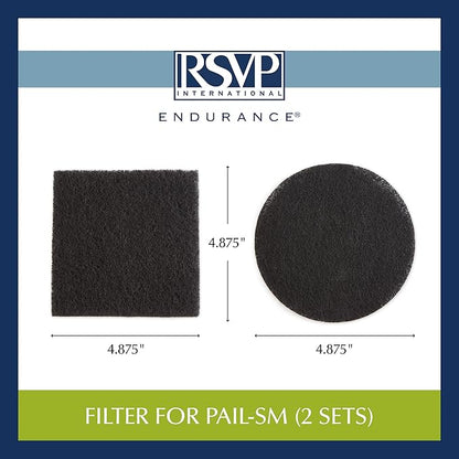 RSVP International Charcoal Compost Bin Filter 2-Piece Set Helps Keep Kitchen Smelling Fresh, Replacement - 1 Gallon Bin/Pail
