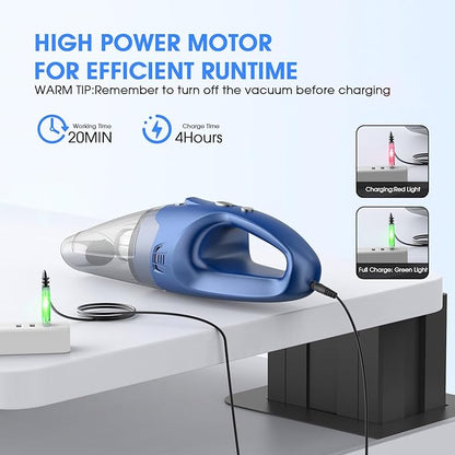 YOOHI Handheld Vacuum Cordless Rechargeable – 6000Pa Mini Hand Held Vacuum, LED Light, 20–25 Mins Runtime, USB Charging, 500ML Cup – Lightweight Small Vacuum Cleaner Cordless for Car/Office/Home