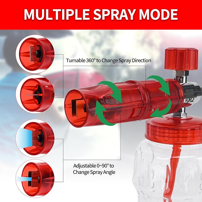 High Pressure Washer Spray Gun & Foam Cannon 32oz & Kink Resistant Hose 32ft Kit, Short Handheld & Water Hose Set, Compatible with Some of Ryobi, Greenworks, CRAFTSMAN Portland Most Brand Power Washer