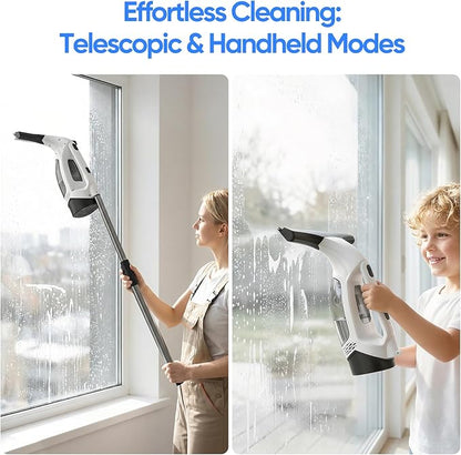 Window Vacuum Cleaner, Cordless Electric Window Cleaner with 2000Pa Streak-Free Suction, 30–40" Extension Pole, 11-Inch Squeegee Tool for High Windows, Shower Glass, Tiles & Mirrors