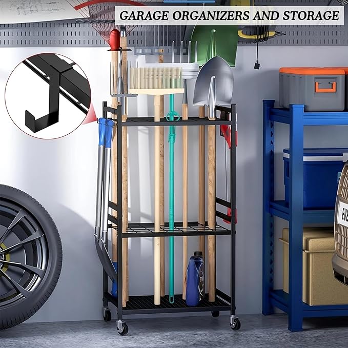 Garden Tool Organizer for Garage,Broom Holder,Freestanding Organizers and Storage UP to 35 Tools