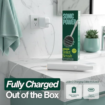 Electric Toilet Brush, Electric Toilet Brush Scrubber, Self Cleaning Toilet Brush, Automatic Brush, Power Toilet Bowl Brush, Rechargeable - Kit Includes Base, Charger, Brush & Wall Mount (4)