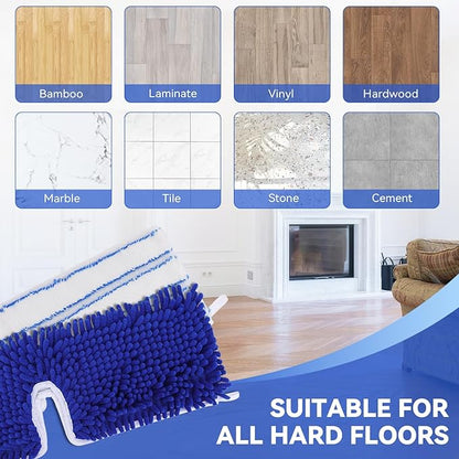 Mop Heads Replacements Compatible with Cedar Dual-Action Flip Mop - Chenille Double Sided Replace Pads for Dry/Wet Use - Washable Dust Mop Refills,3 Microfiber + 2 Chenille-Microfiber Double Sided