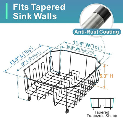 GSlife Small in Sink Dish Drying Rack - Compact Dish Drainer for RV Kitchen Apartment Sink, Rust Resistant Inside Sink Rack, 1–2 Person Households, 11.6" W x 13.4" L, Black