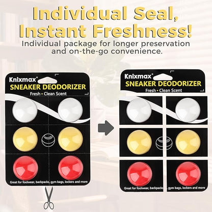 Knixmax Shoe Deodorizer Balls Strong, Odor Eliminator for Sneaker Gym Bag Closet Locker, Work Boot Drawer Freshener, Unpleasant Smell Remover Ball for Men Women Teens, 6 Packs Jasmine Freesia Rose