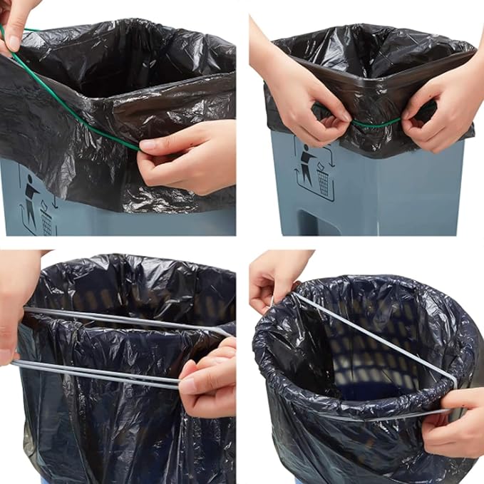Garbage Can Rubber Bands, 3 Pcs Rubber Bands for 13 to 30 Gallon Trash Cans, Trash Can Elastic Bands to Hold Garbage Bag in Place, Homewares Garbage Bag Holder Colorful Litter Box Bands for Home, Blue