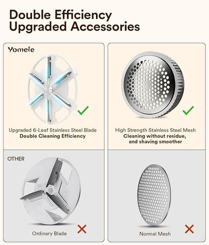 Fabric Shaver Rechargeable, Electric Lint Remover & Pill Remover for Clothes, USB-C Sweater Shaver with 6-Leaf Blade Depiller, Removes Fuzz Pills Bobbles from Cashmere Fleece Couch Furniture