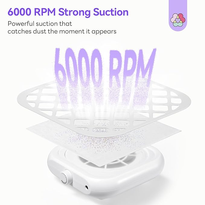 SAVILAND Nail Dust Collector:1000PA Dust Collector 5X Stronger Acrylic Dust Collector Nail Tech & Powerful Suction Nail Vacuum Dust Collector for Nail Tool 6000 RPM Nail Tech Must Have for Home Use