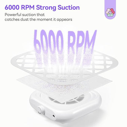 SAVILAND Nail Dust Collector:1000PA Dust Collector 5X Stronger Acrylic Dust Collector Nail Tech & Powerful Suction Nail Vacuum Dust Collector for Nail Tool 6000 RPM Nail Tech Must Have for Home Use