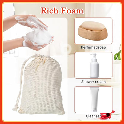 10 Pcs Soap Bags, Exfoliating Soap Saver Bags with Drawstring Reusable Natural Sisal Soap Pouch Foaming Drying for Bath and Shower(3.5x5.5 Inch)