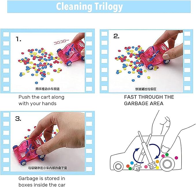 JJLFresheners Desktop Mini Cleaner and Dust Sweep, Blue Transparent, Car Table Dust Cleaning Trolley Keyboard Confetti Pencil Eraser Dust Sweeper Deft Processed