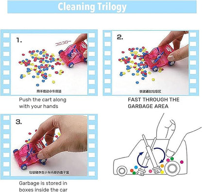 JJLFresheners Desktop Mini Cleaner and Dust Sweep, Blue Transparent, Car Table Dust Cleaning Trolley Keyboard Confetti Pencil Eraser Dust Sweeper Deft Processed