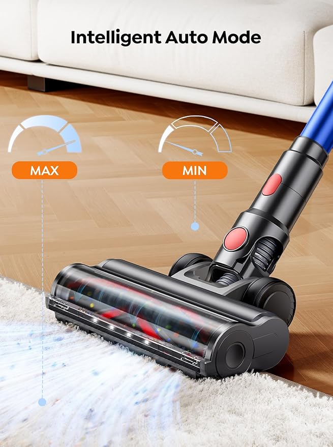 Cordless Vacuum Cleaner, 650W 55KPA 70Min with Extra Mattress Cleaning Tool, Stick Vacuum Cleaners for Home, Self-Standing, Wall Mount Charging, Stick Cordless Vacuum for Floor Pet Hair Carpet