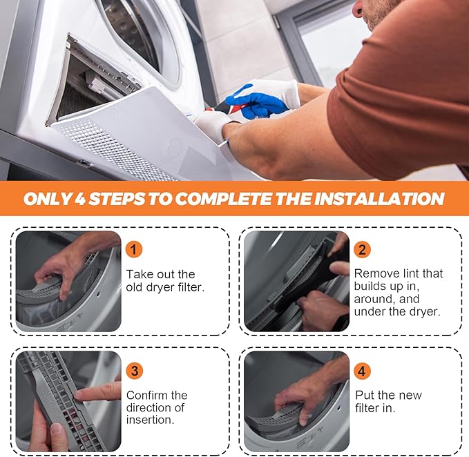 【𝟮𝟬𝟮𝟲 𝗨𝗽𝗴𝗿𝗮𝗱𝗲𝗱】DC61-02595A Dryer Lint Filter Case Screen WITH UPGRADDED BRUSH - Replacement for Samsung Dryer DV42H5200EW/A3 DV42H5000EW/A3 DV45K6500EV/A3 DV42H5200EP/A3 by Beaquicy
