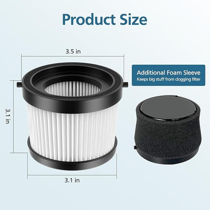 DCV501HB DCV5011H Vacuum Filter Compatible with DEWALT DCV501HB 20V Vacuum Cordless Handheld Vacuum, 4 Packs HEPA Vacuum Filter with 8 Foam Sleeve Filters & 1 Brush