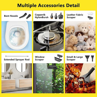 2026 New 3 Level Adjustable Pressurized Handheld Steam Cleaner for Home, 10s Heat-Up Handheld Steamer for Cleaning, 1.6 Qt Tank Portable Steam Cleaner Handheld for Car (Yellow, 1 Set)