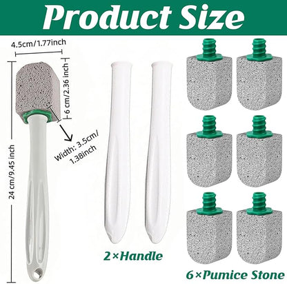 Pumice Stone Toilet Bowl Cleaner, 8 PCS Bathroom Accessories with 2 Handles and 6 Pumice Stone, Pumice Stone for Cleaning for Remove Hard Water Stains, Rust & Lime from Toilet, Tub, Tile, Grill & Pool