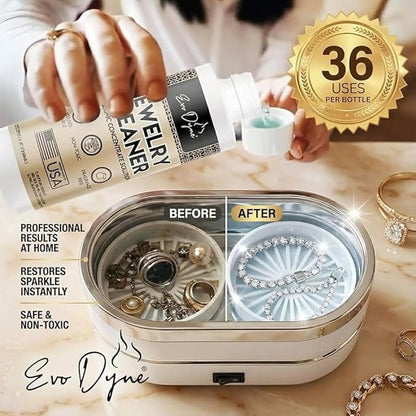 Ultrasonic Jewelry Cleaner Solution (16oz) Concentrated Jewelry Cleaner for Diamonds, Gold, Silver & More | Compatible with Ultrasonic Machine (s) - Made in USA